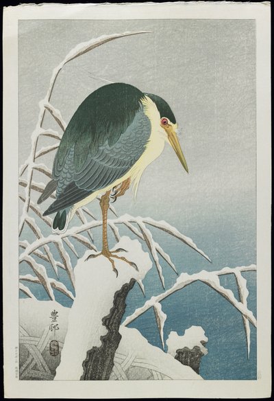 Black-crowned Night Heron in Snow, 1930s by Ohara Koson